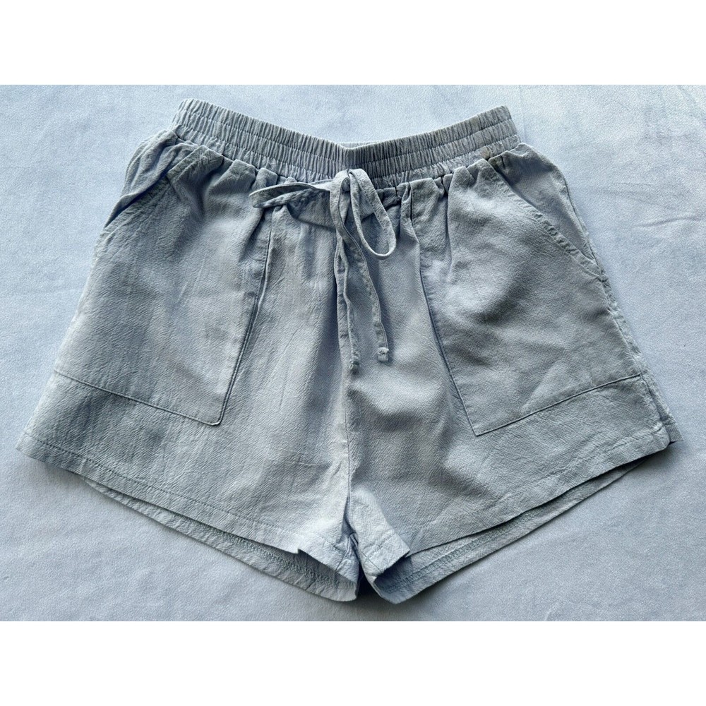 SHEIN EZwear Women's Elastic Waist Paperbag Shorts - Pale Powder Blue - …